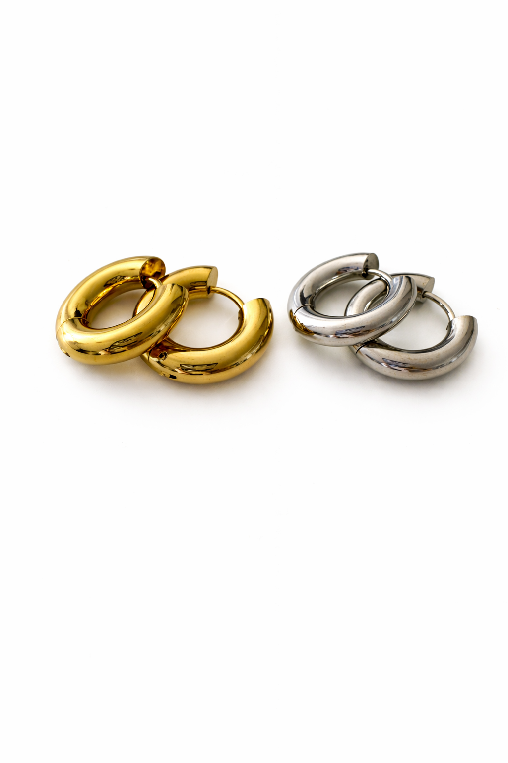 Chuncky 18k Gold & Silver Huggie Earrings